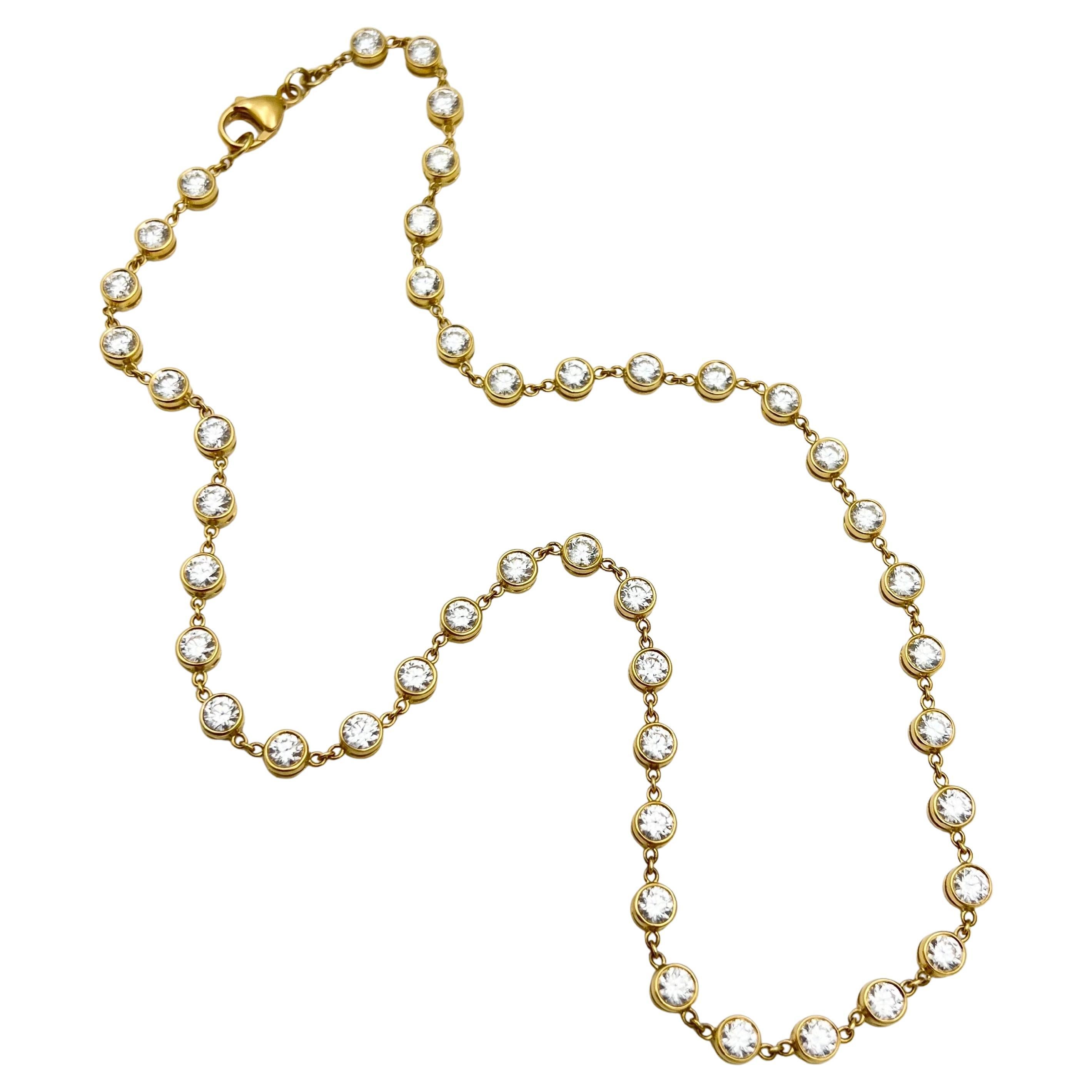 Taille ronde Collier à chaîne avec diamants ronds et brillants de 12 carats en vente