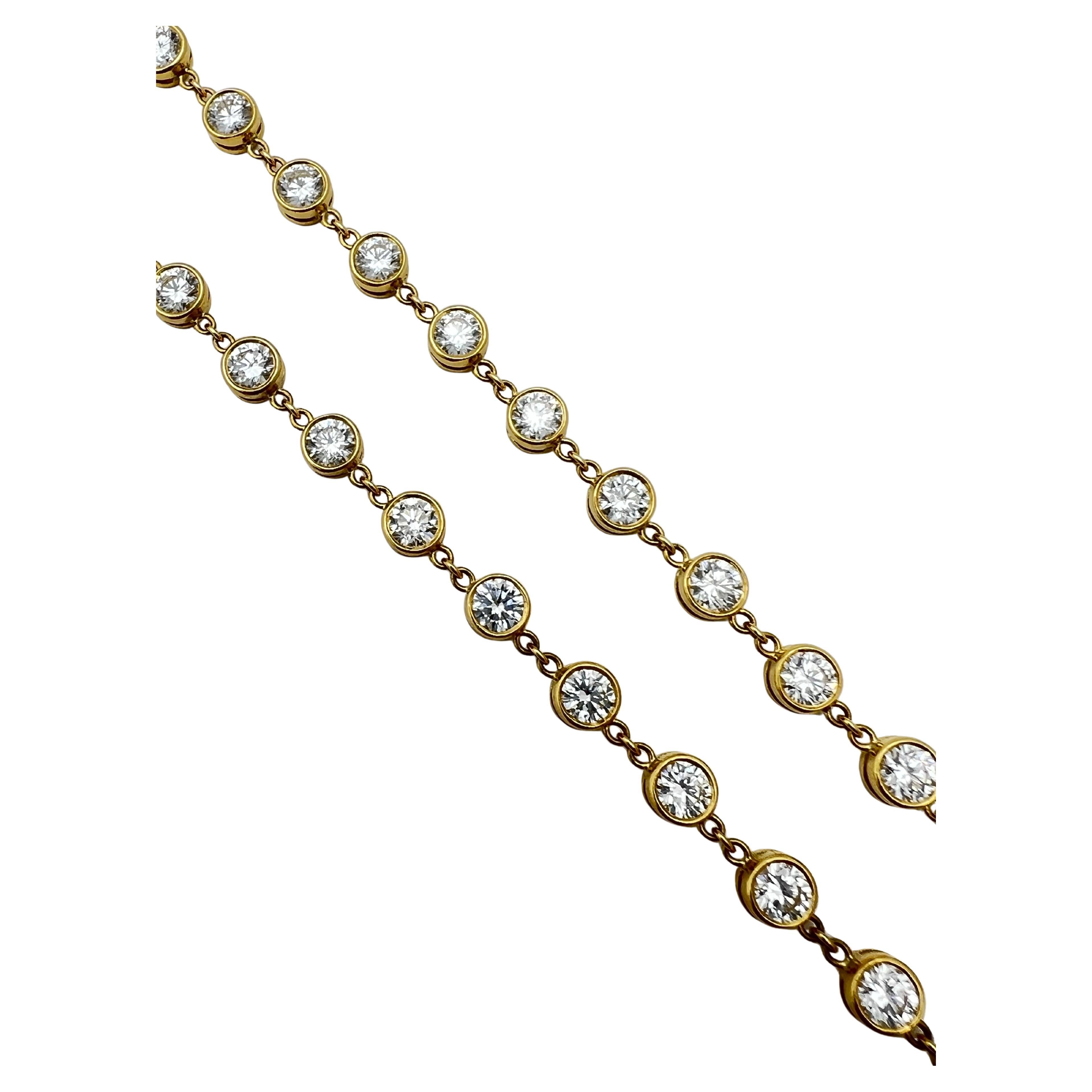 Collier à chaîne avec diamants ronds et brillants de 12 carats en vente 2