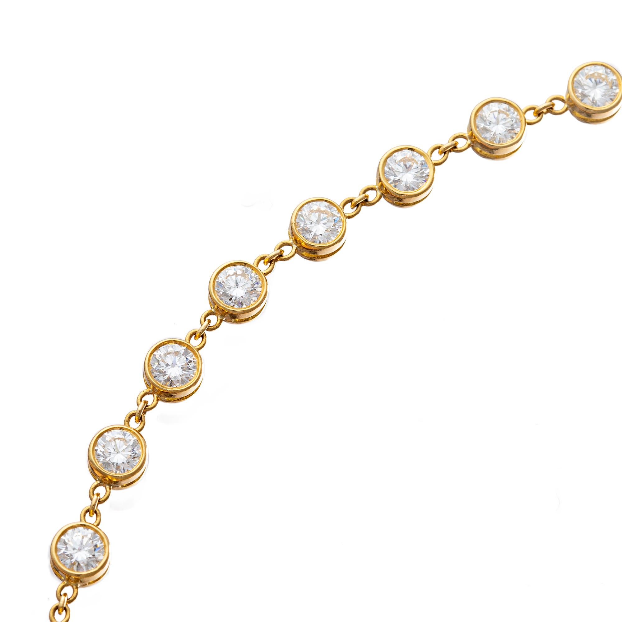 Collier à chaîne avec diamants ronds et brillants de 12 carats en vente 5