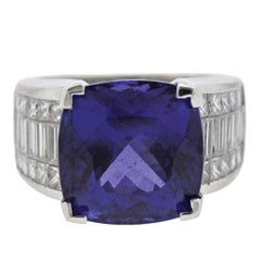 Vintage 12 Carat Tanzanite Diamond Gold Cocktail Ring