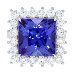 12ct Tanzanite Ring with 2.21ct Diamonds Set in Platinum