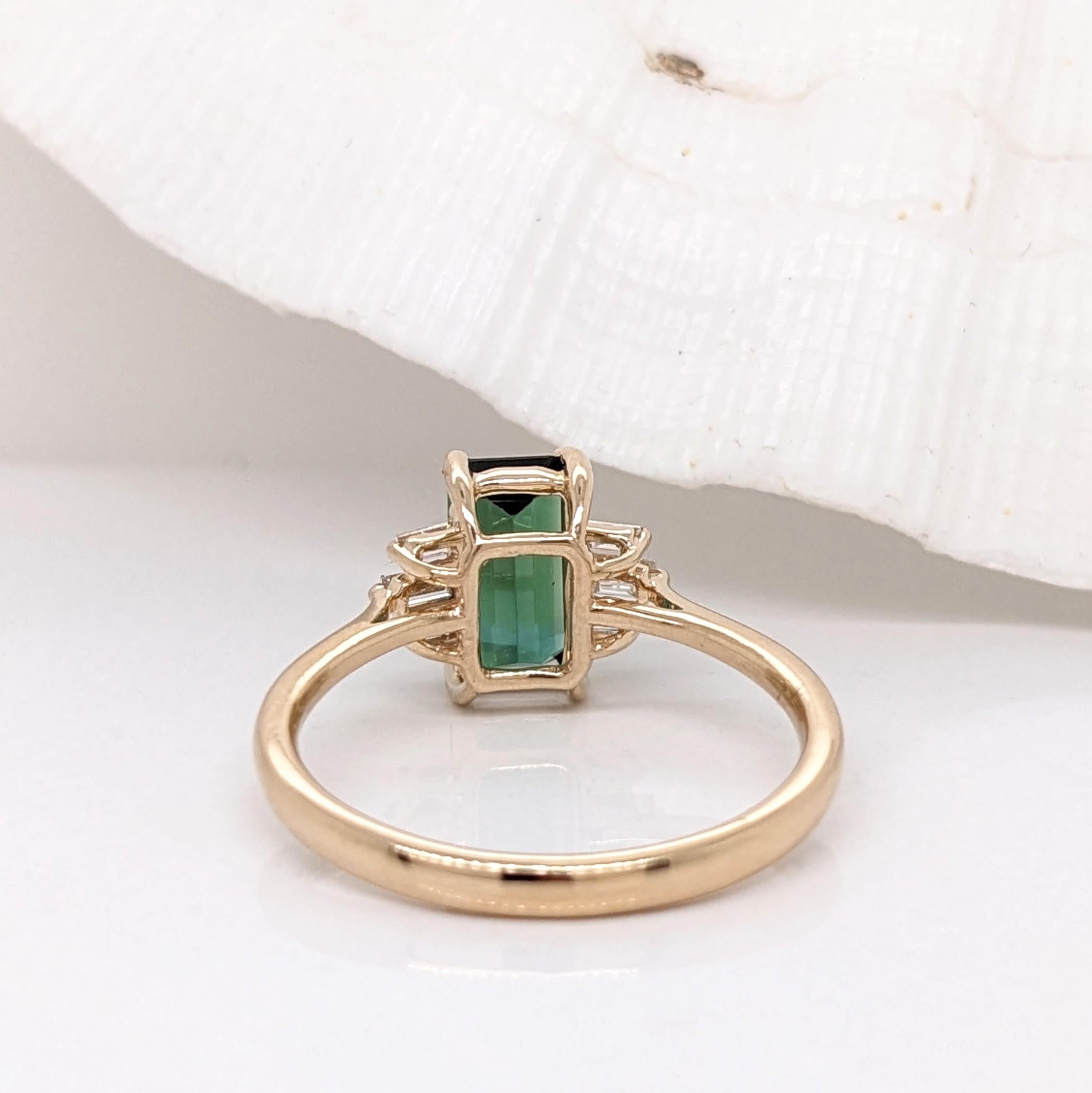 1.2ct Tourmaline Ring w Diamond Accents in 14K Solid Yellow Gold Emerald 9x5mm In New Condition For Sale In Columbus, OH