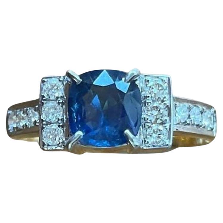 1.2Ct Unheated Mogok Blue Sapphire Ring For Sale