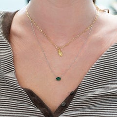1.2Ct Zambian Emerald Pendant with Attached Chain in Solid 14K Gold, Oval 8x6mm