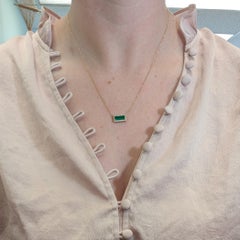 1.2cts Colombian Emerald Necklace with Natural Diamonds Accents: Solid 14k Gold