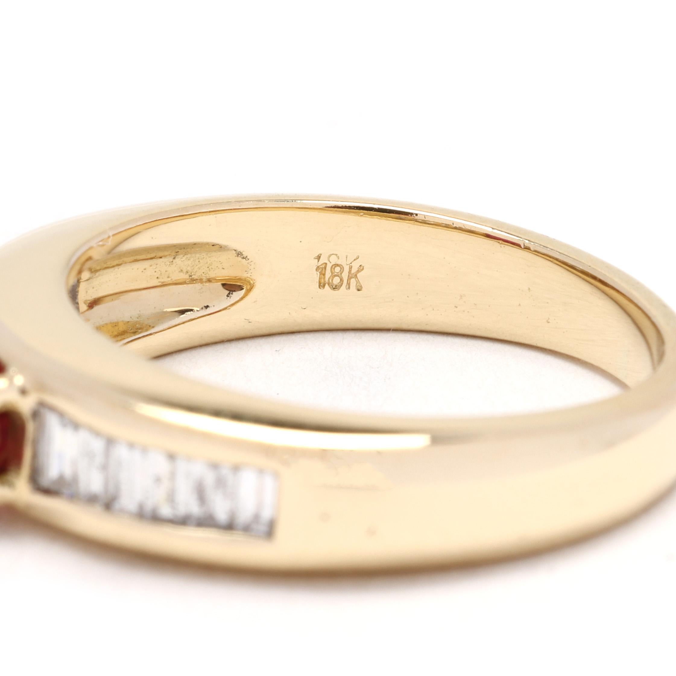 Bague de fiançailles en or jaune 18 carats avec diamants et rubis de 1,2 ctw, taille de bague 6,75 Unisexe en vente