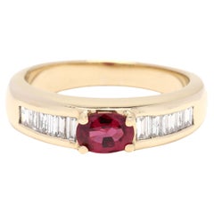 1.2ctw Diamond and Ruby Engagement Ring, 18k Yellow Gold, Ring Size 6.75