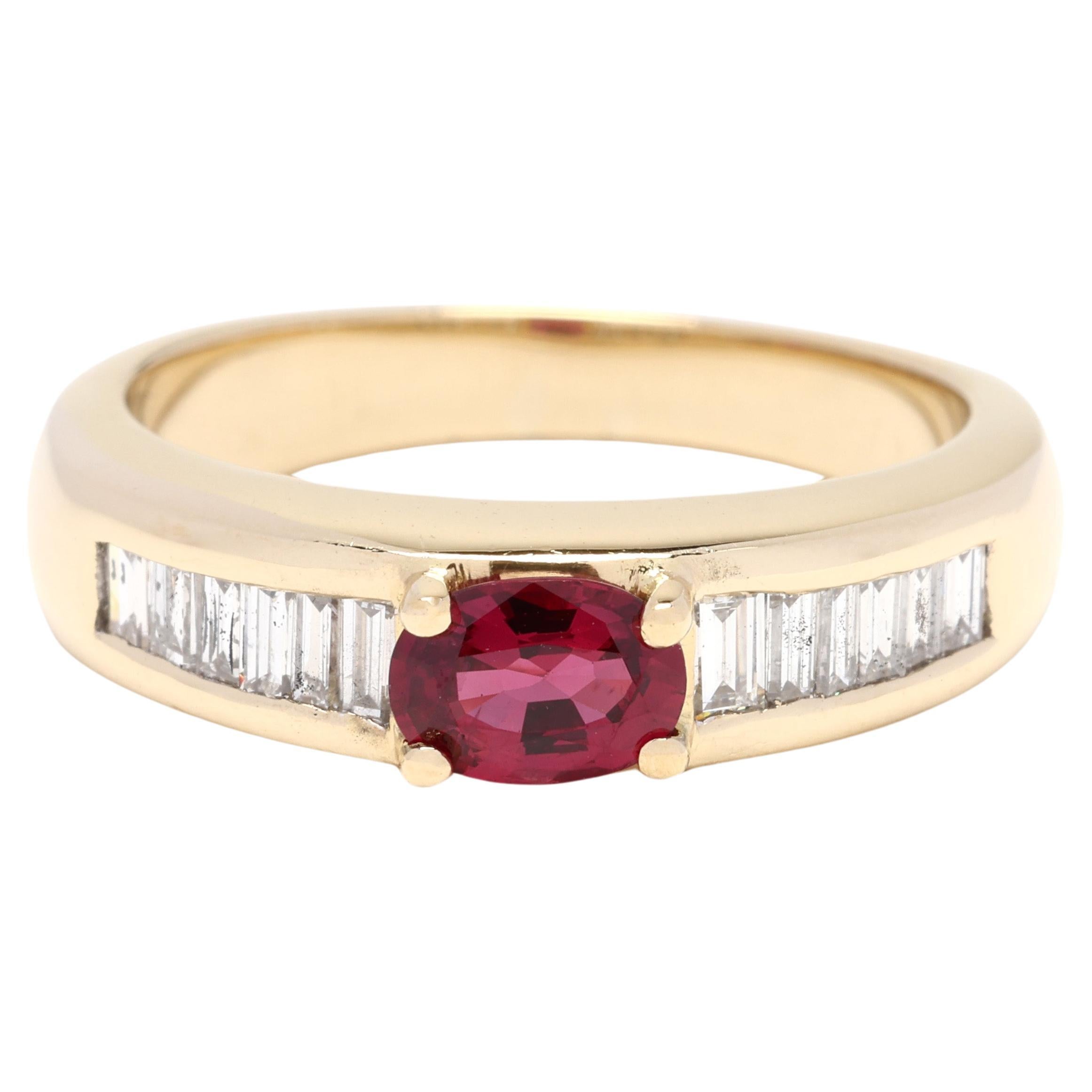 Bague de fiançailles en or jaune 18 carats avec diamants et rubis de 1,2 ctw, taille de bague 6,75