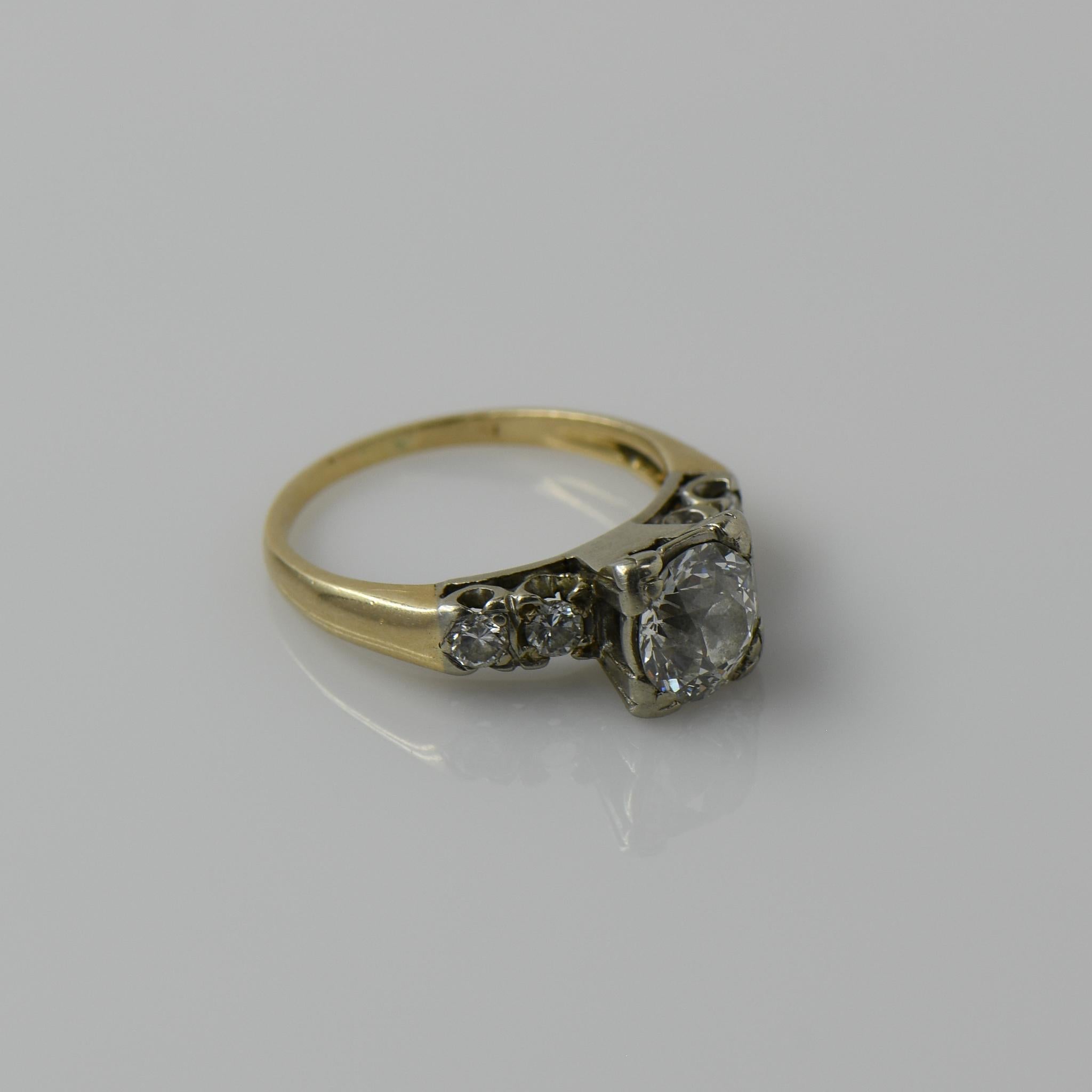1.2ctw Old European Cut Diamond Retro 14k Engagement Ring 1