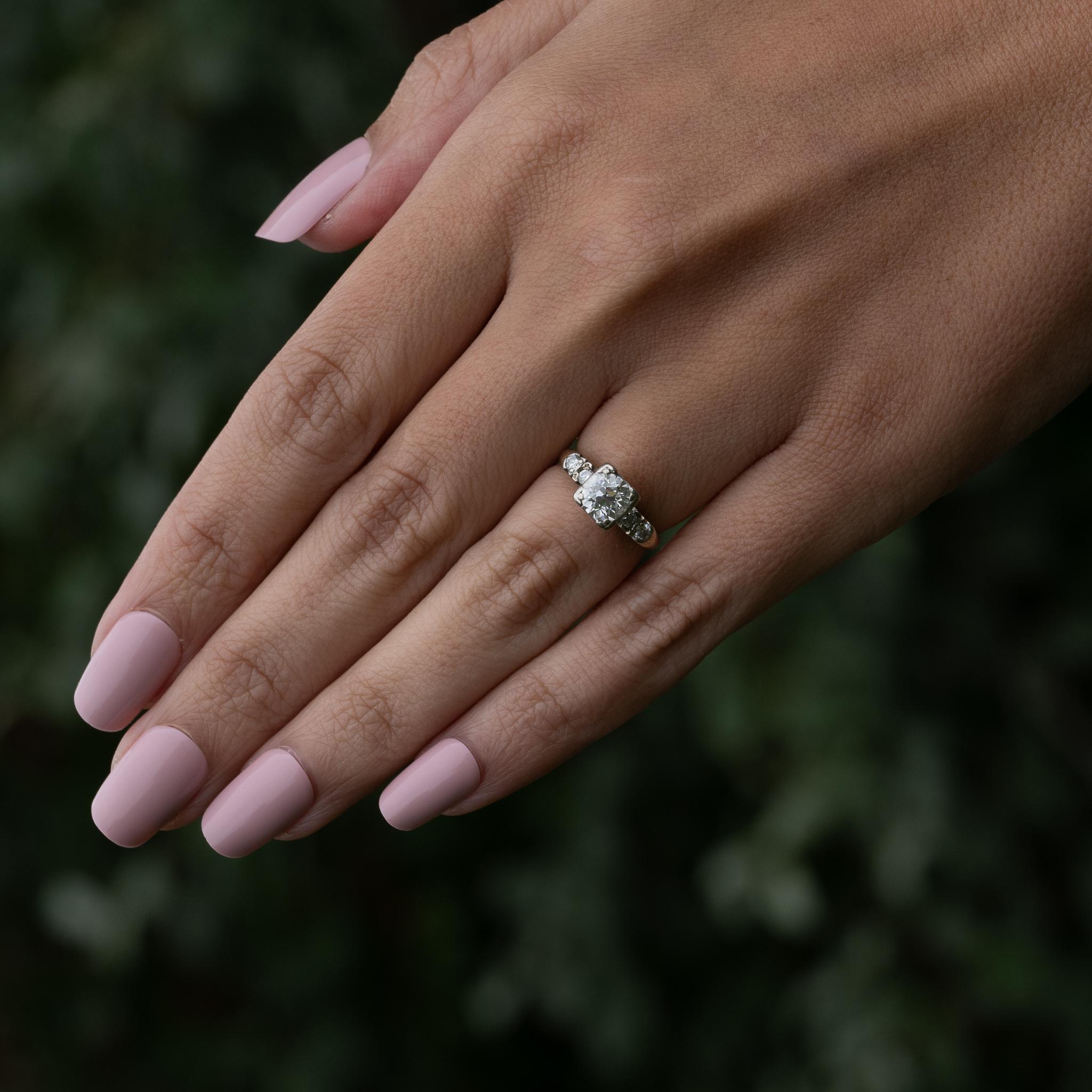 1.2ctw Old European Cut Diamond Retro 14k Engagement Ring 2