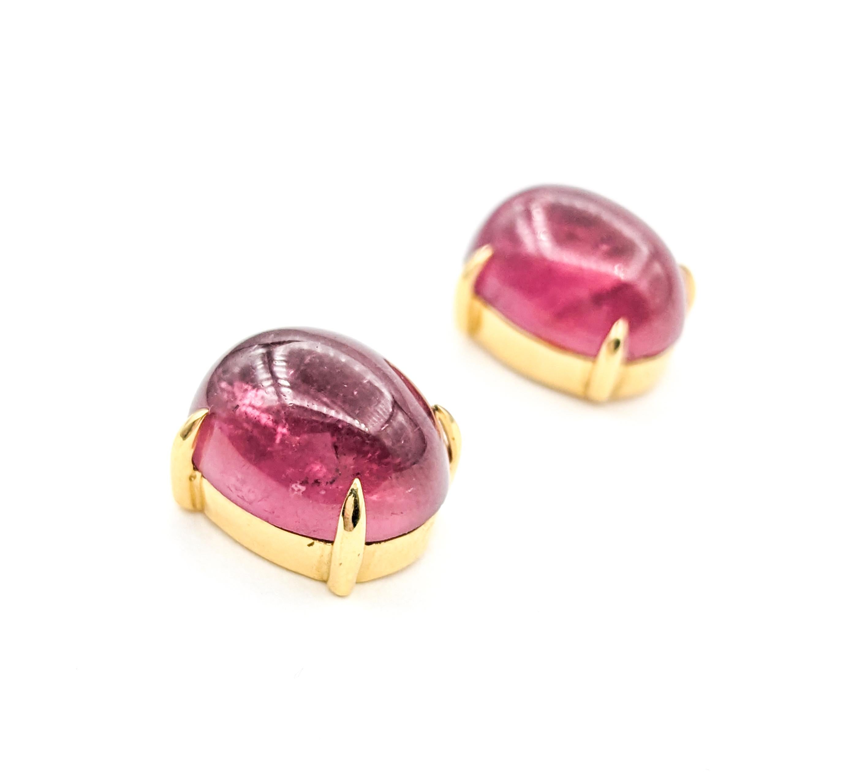 12ctw Pink Tourmaline Earrings In Yellow Gold In Excellent Condition For Sale In Bloomington, MN