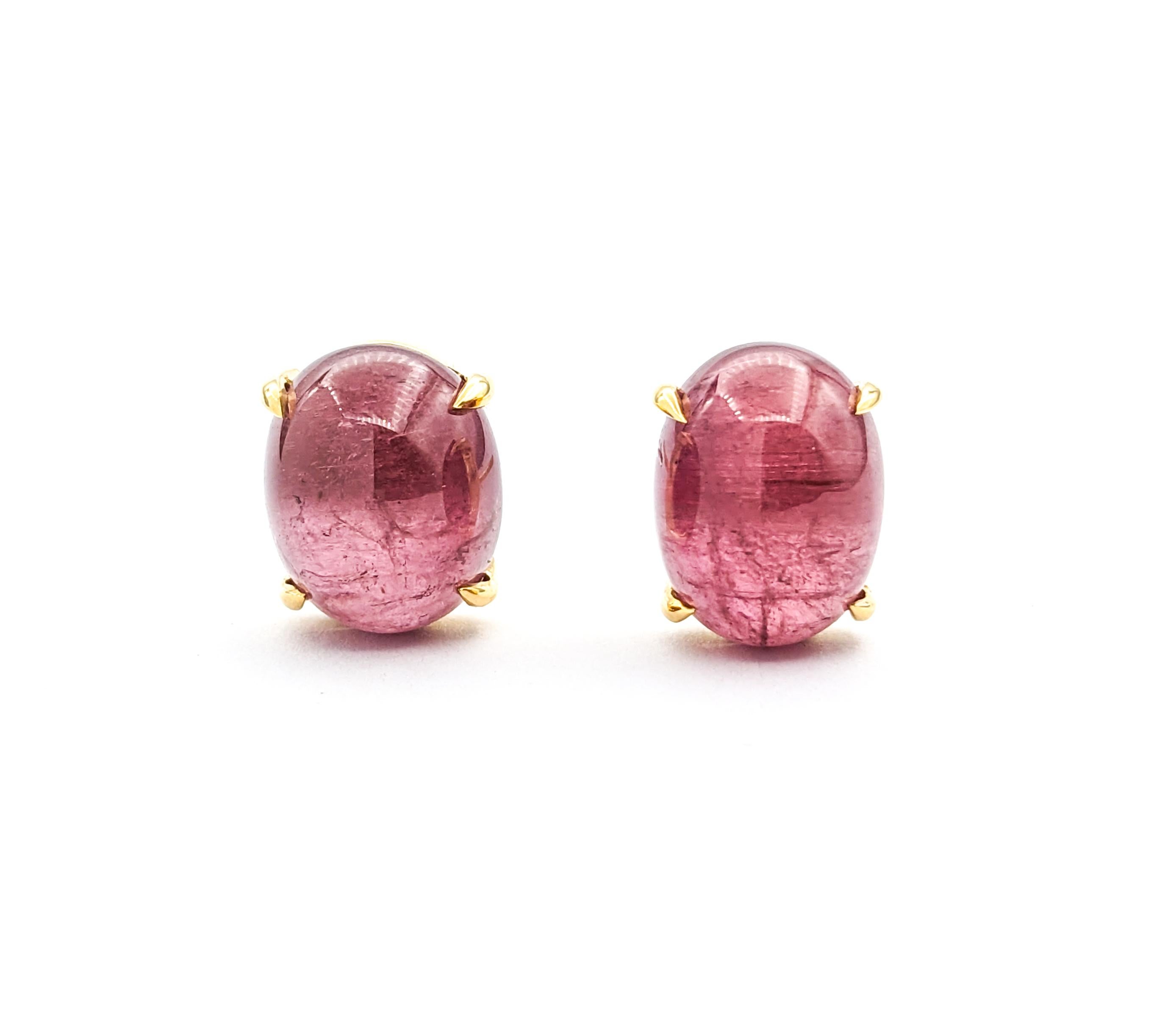Women's 12ctw Pink Tourmaline Earrings In Yellow Gold For Sale