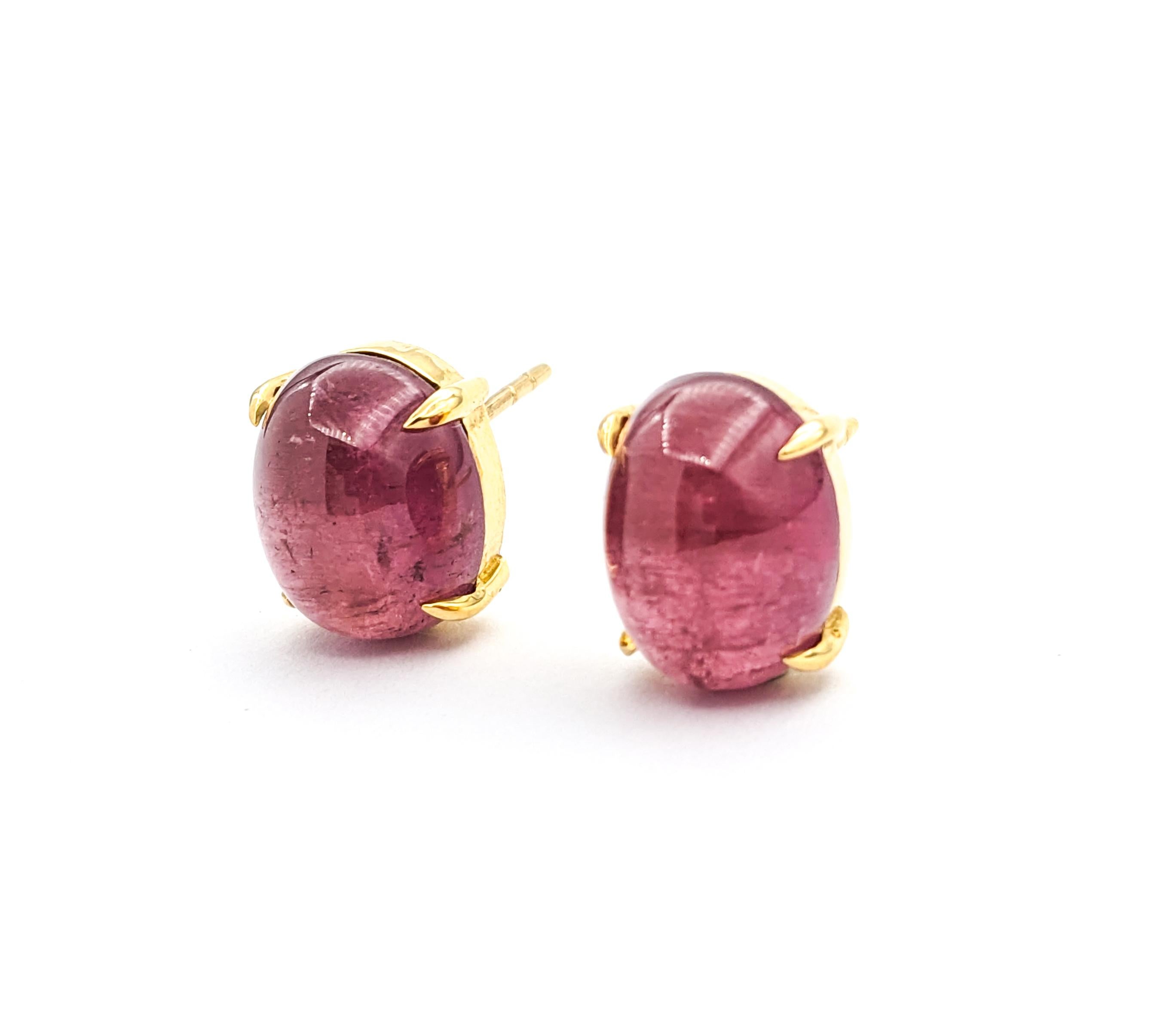 12ctw Pink Tourmaline Earrings In Yellow Gold For Sale 1