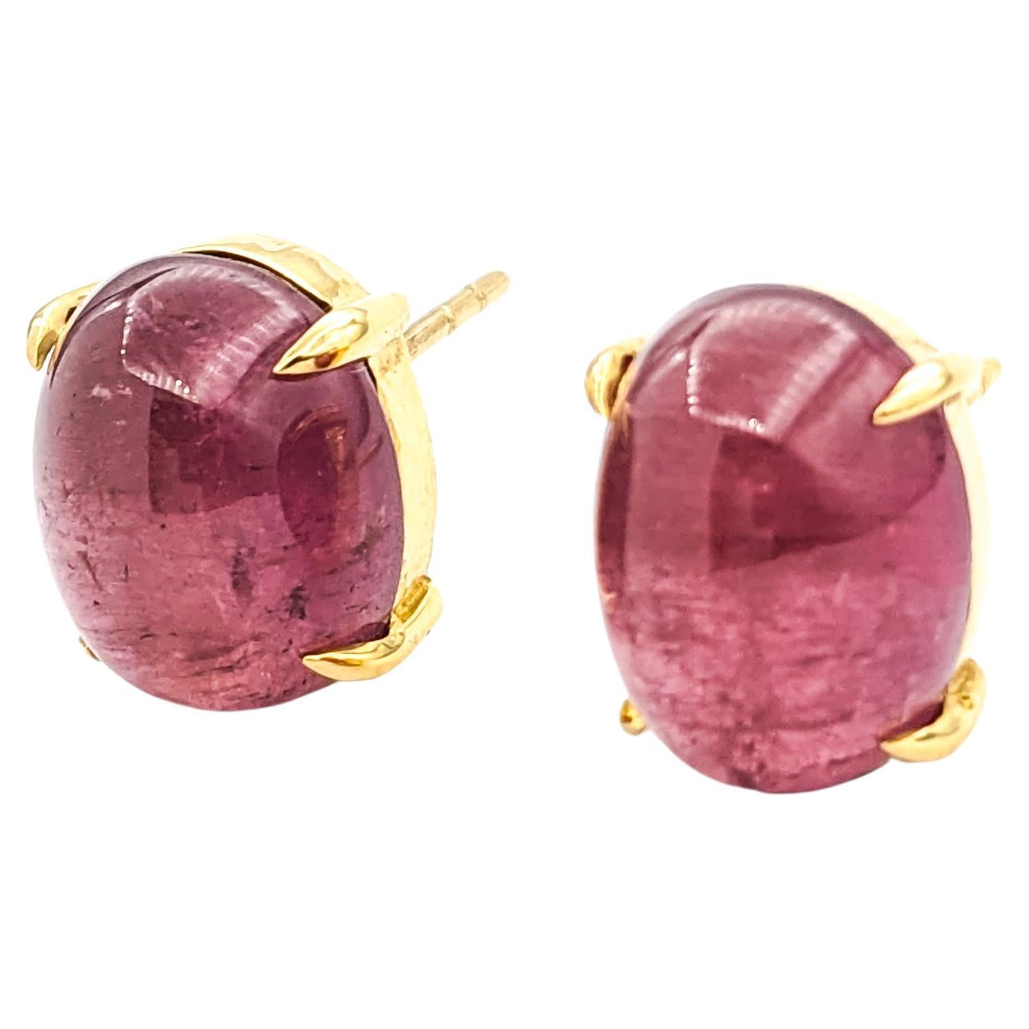 12ctw Pink Tourmaline Earrings In Yellow Gold For Sale