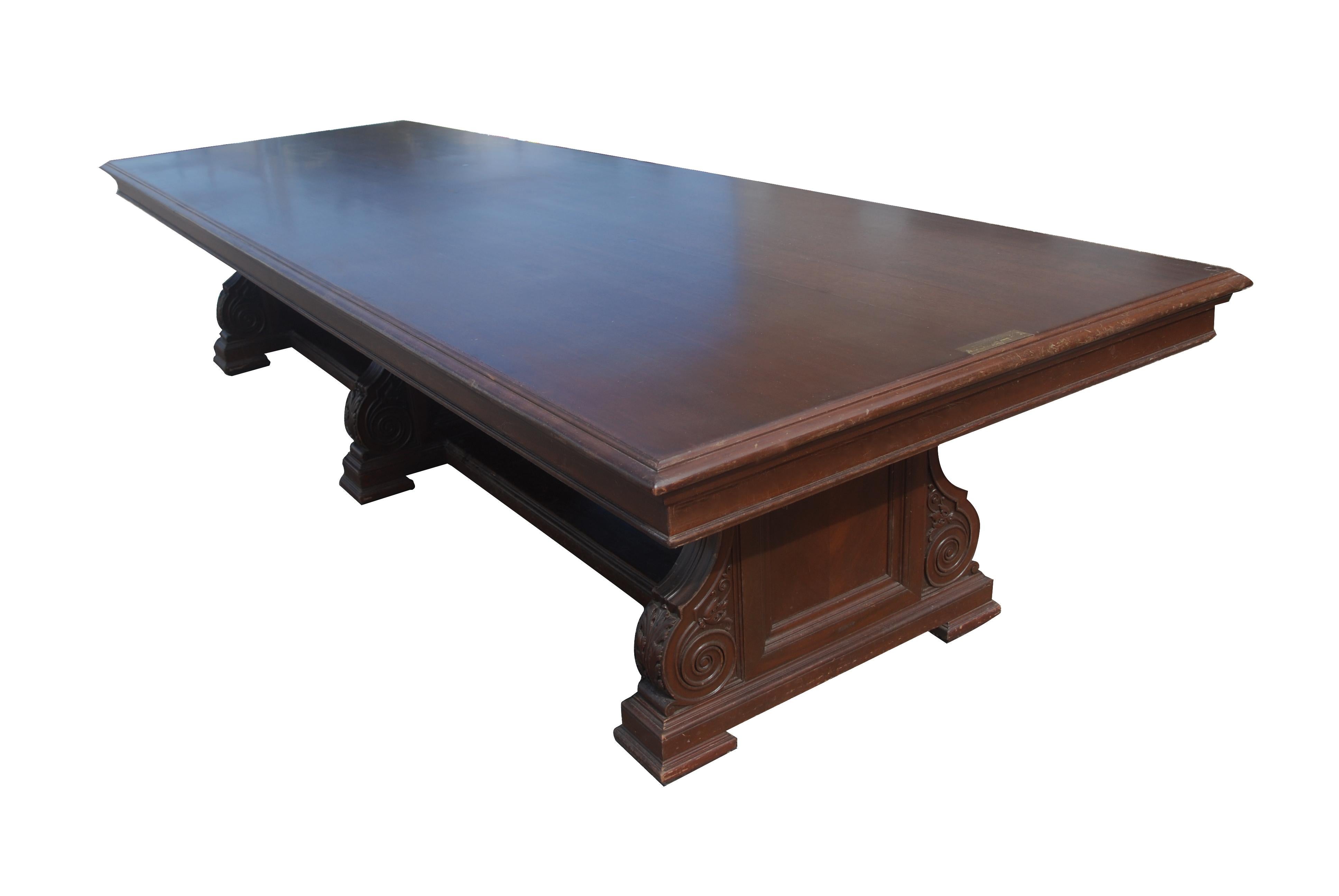 American Classical 12FT 1900 Royal Dutch Antique Oak Table  For Sale