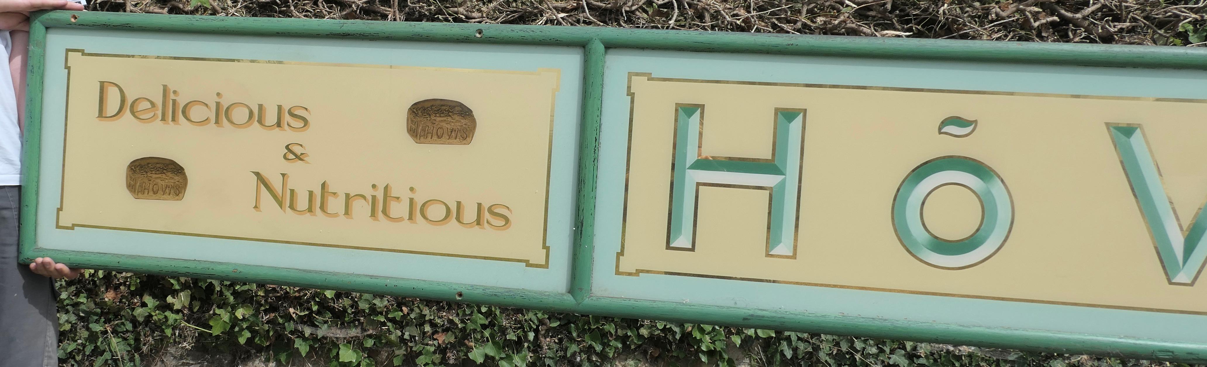 Edwardian 12ft Long Hovis Advertising Baker’s Shop Sign, Reverse Painted, Gold Leaf    For Sale