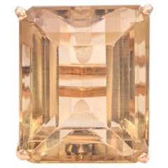 12K Gold 57.35 Ct. Emerald Cut Smoky Quartz Cocktail Ring