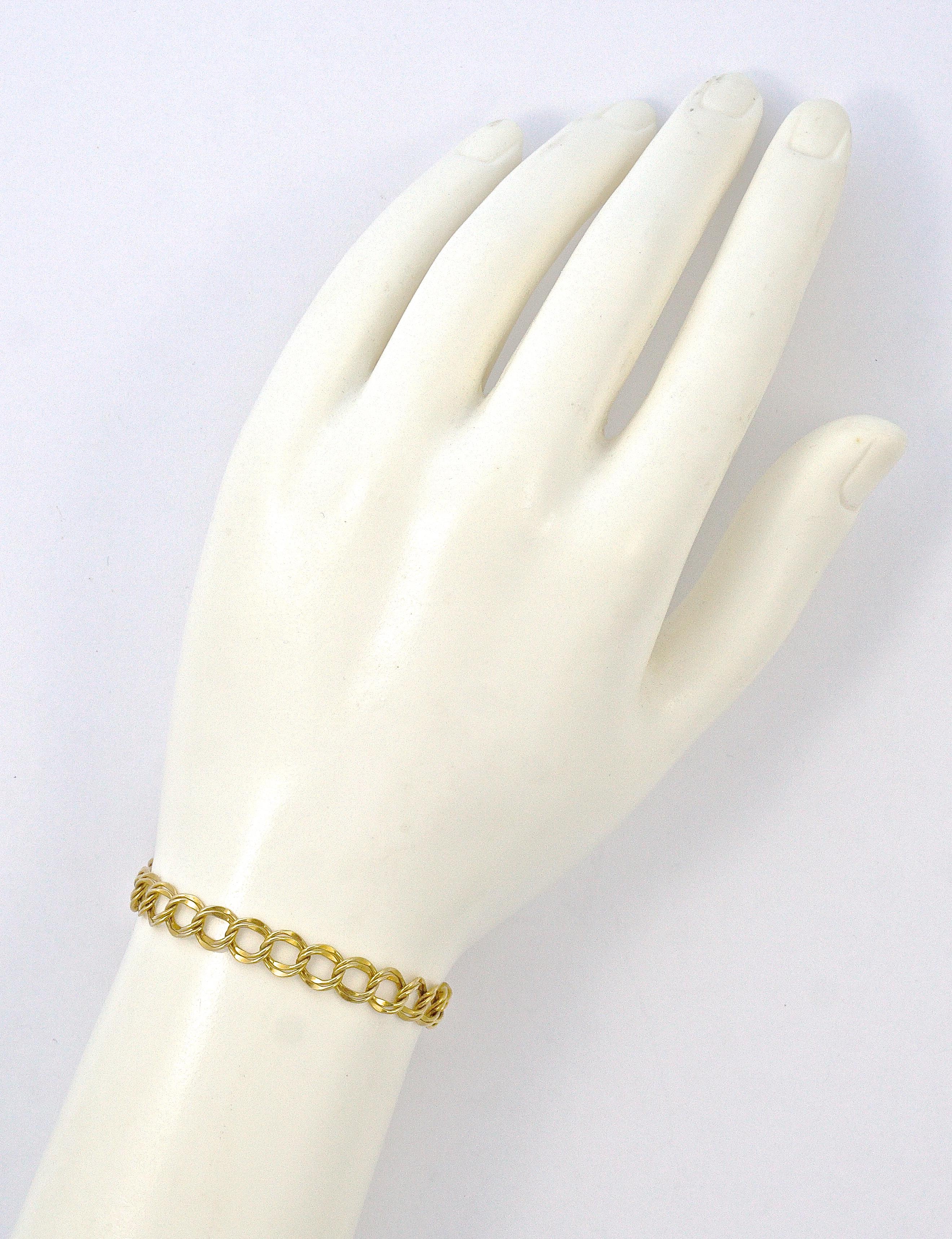 Women's or Men's 12K Gold Filled Double Curb Link Bracelet with Safety Chain 
