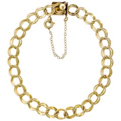 12K Gold Filled Double Curb Link Bracelet with Safety Chain
