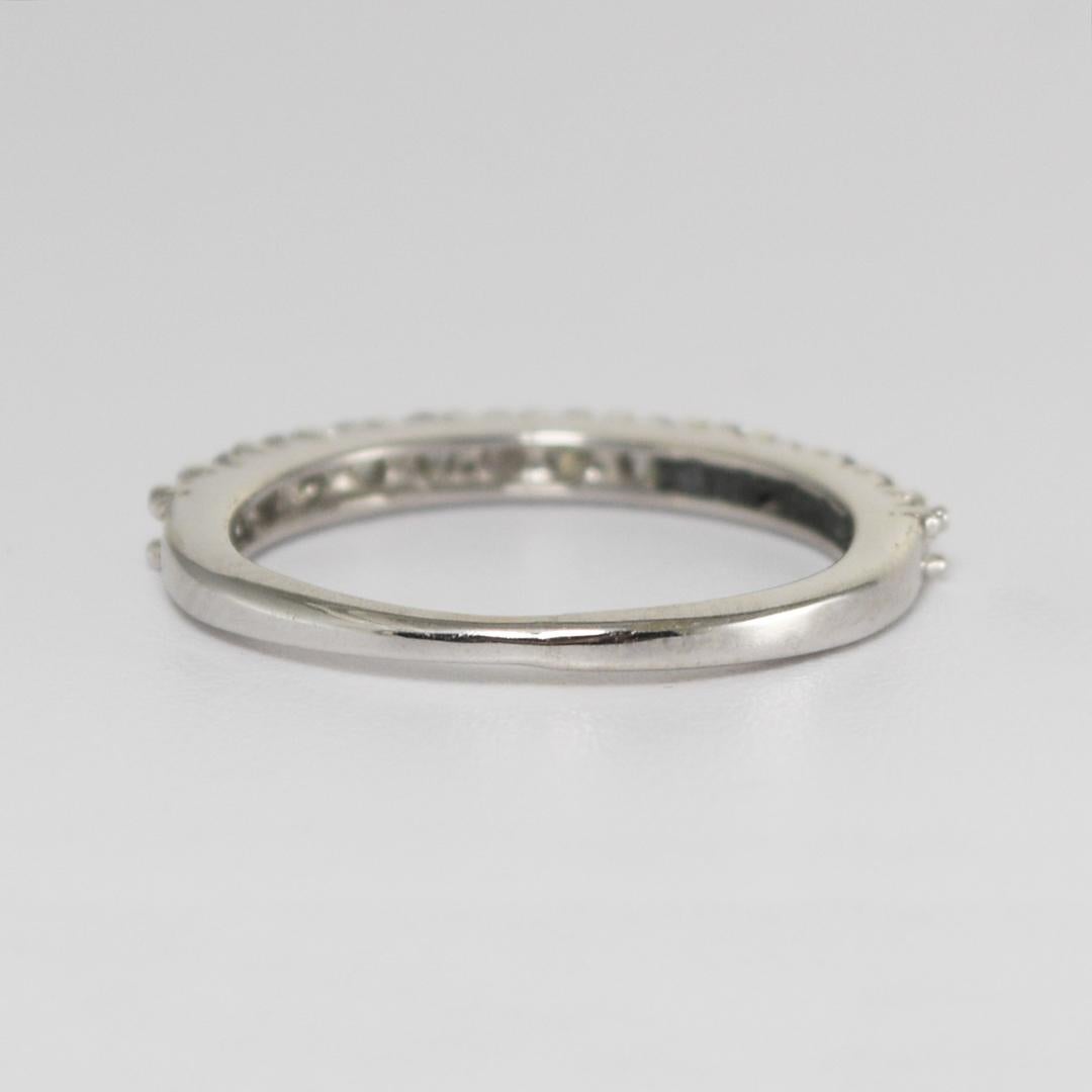 Round Cut 12K White Gold Vintage Diamond Ring 0.32ct For Sale