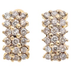 12 Karat Gelbgold 3-reihige 0,70 TCW Diamant-Ohrringe