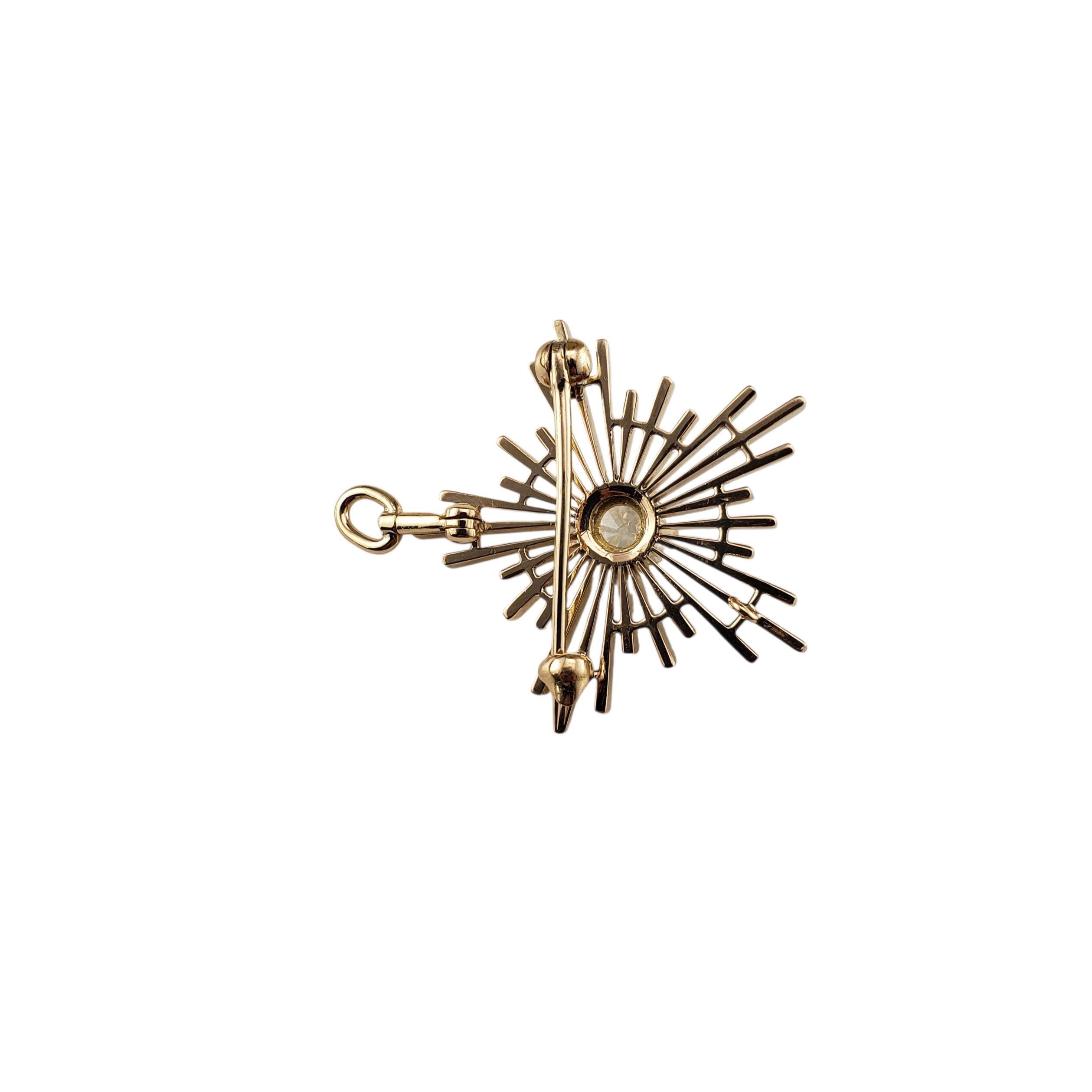 Broche/Colgante de oro amarillo de 12 quilates y diamantes en forma de estrella #23244 Talla antigua en venta