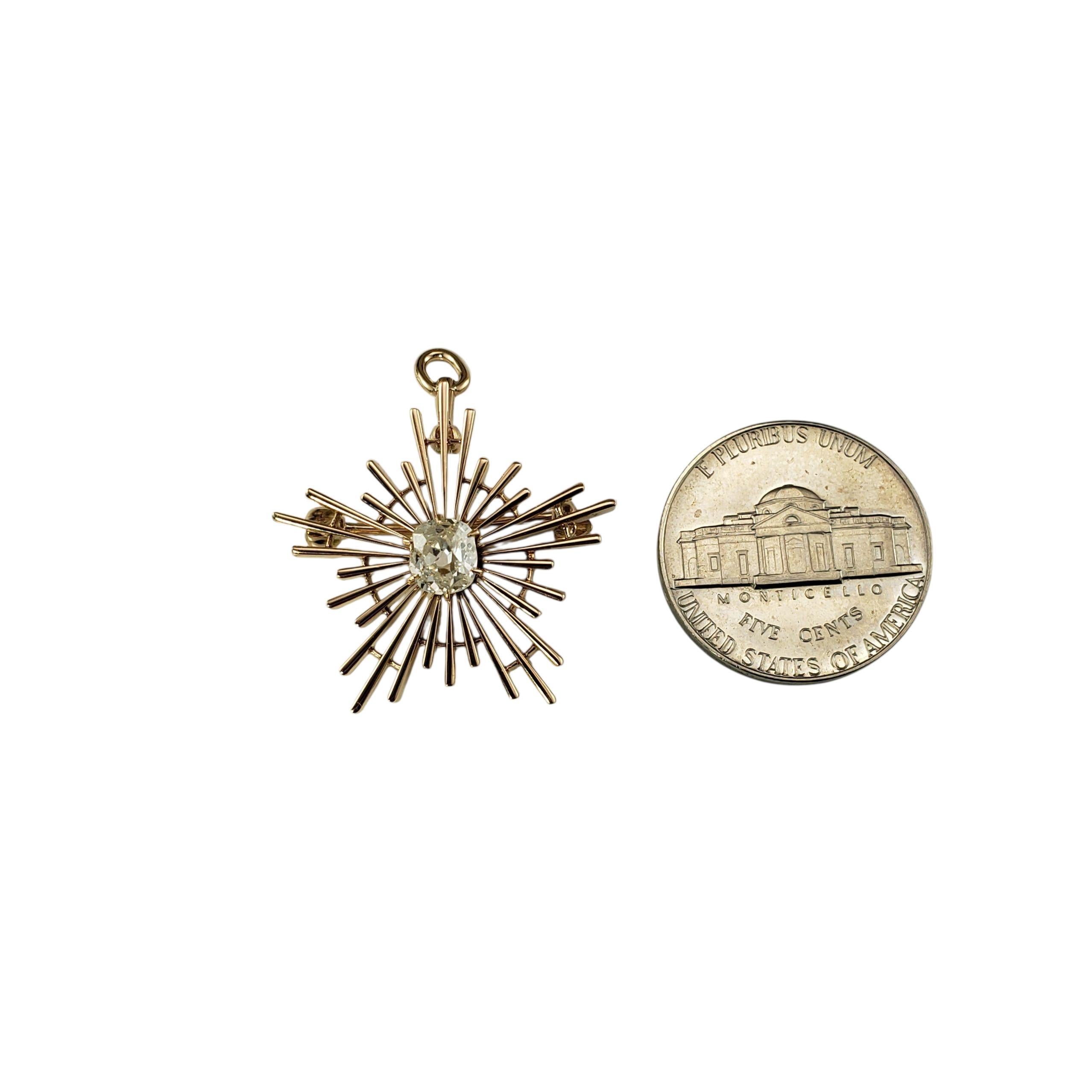 Broche/Colgante de oro amarillo de 12 quilates y diamantes en forma de estrella #23244 en Bueno estado para la venta en Washington Depot, CT