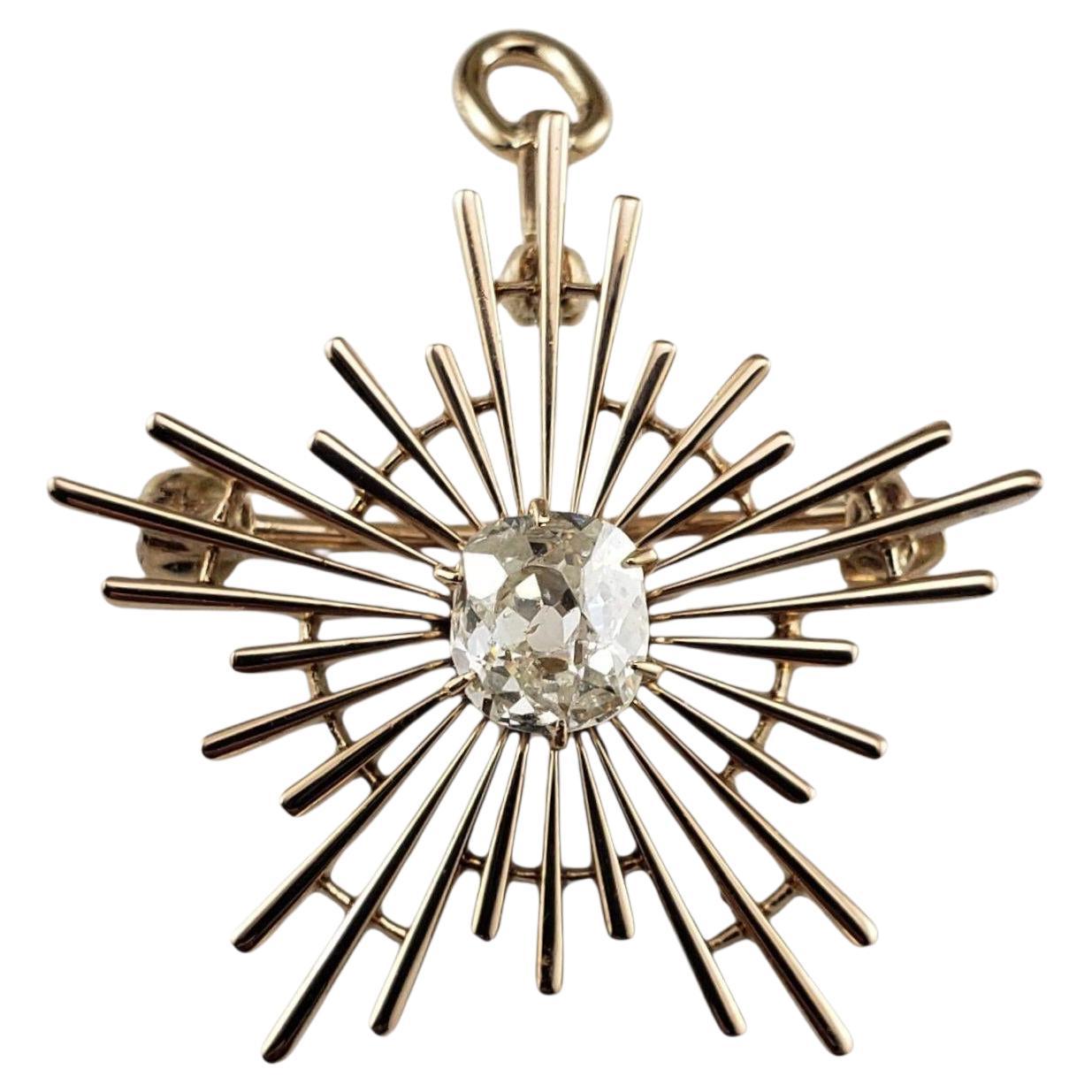 Broche/Colgante de oro amarillo de 12 quilates y diamantes en forma de estrella #23244 en venta