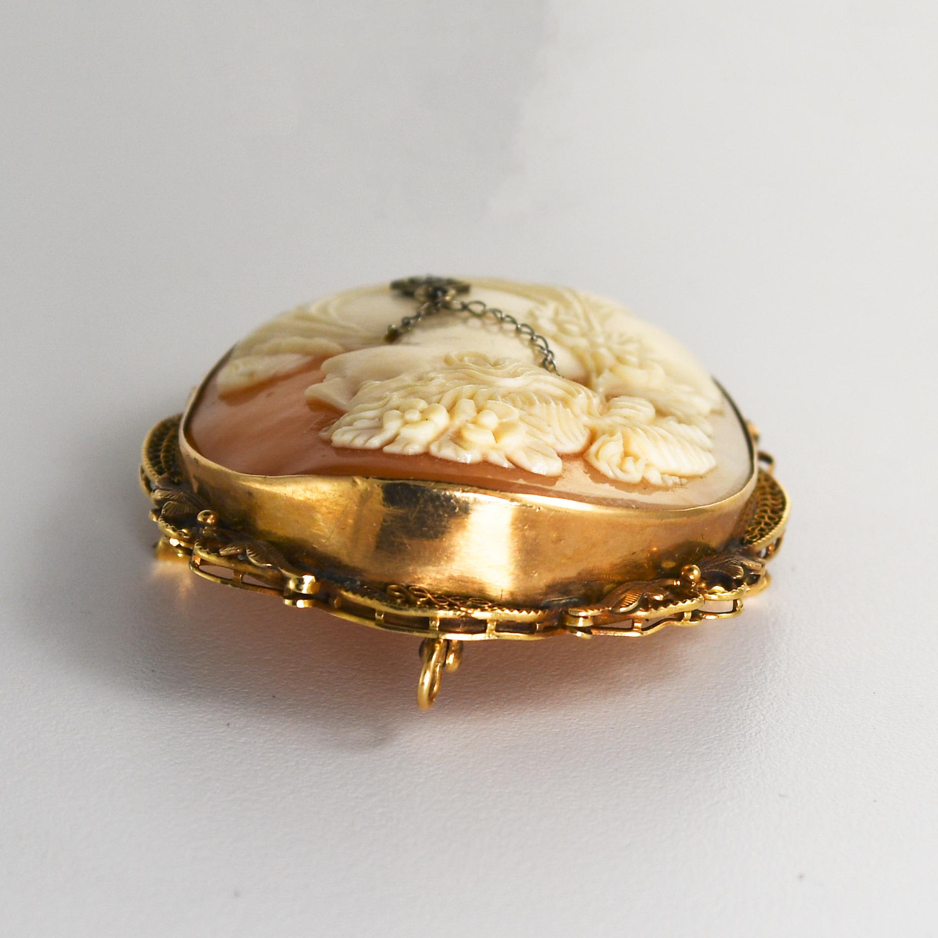 Camafeo Concha Antigua Oro Amarillo 12K 15.5g en venta 1
