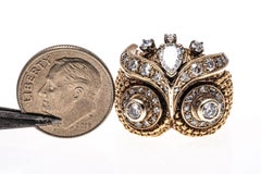 12k Yellow Gold Diamond Set Owl Motif Ring, App. 0.83 TCW