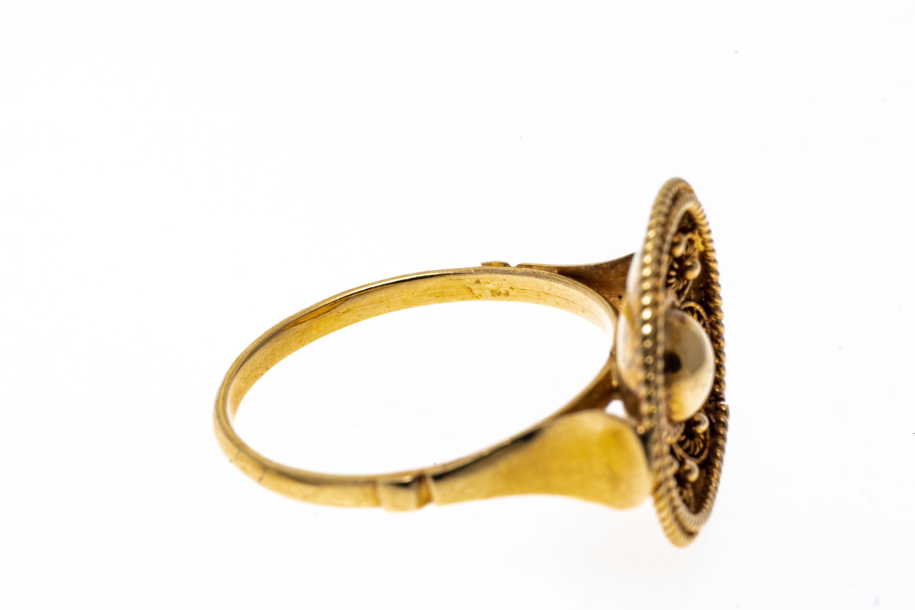 Women's 12k Yellow Gold Round Etruscan Style Ring For Sale