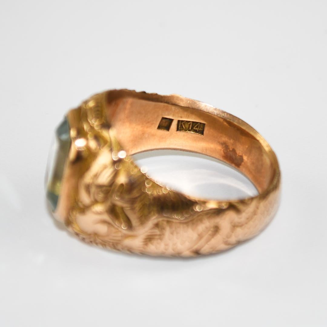 12K Gelbgold Vintage Aquamarin Ring 15.1g im Angebot 2