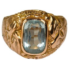12K Gelbgold Vintage Aquamarin Ring 15.1g