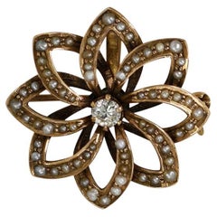 12K Gelbgold Vintage Diamant Pin 0,20ct