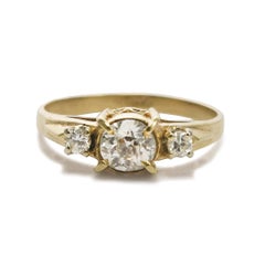 12K Yellow Gold Vintage Three-Diamond Ring 0.60ct