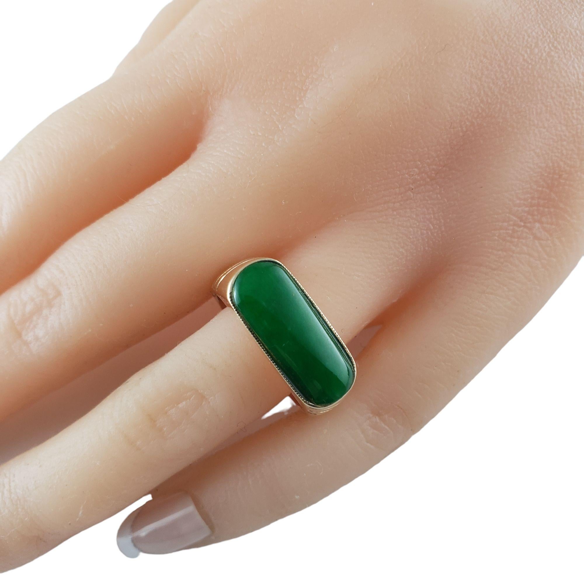 12Kt Karat Yellow Gold Cabochon Jadeite Ring Size 9.75 #19136 For Sale 4
