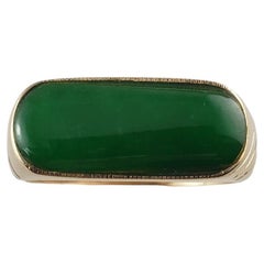 12Kt Karat Yellow Gold Cabochon Jadeite Ring Size 9.75 #19136