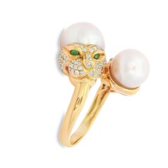 12mm and 9mm Pearl Diamond Tiger Ring in 18K Rose Gold