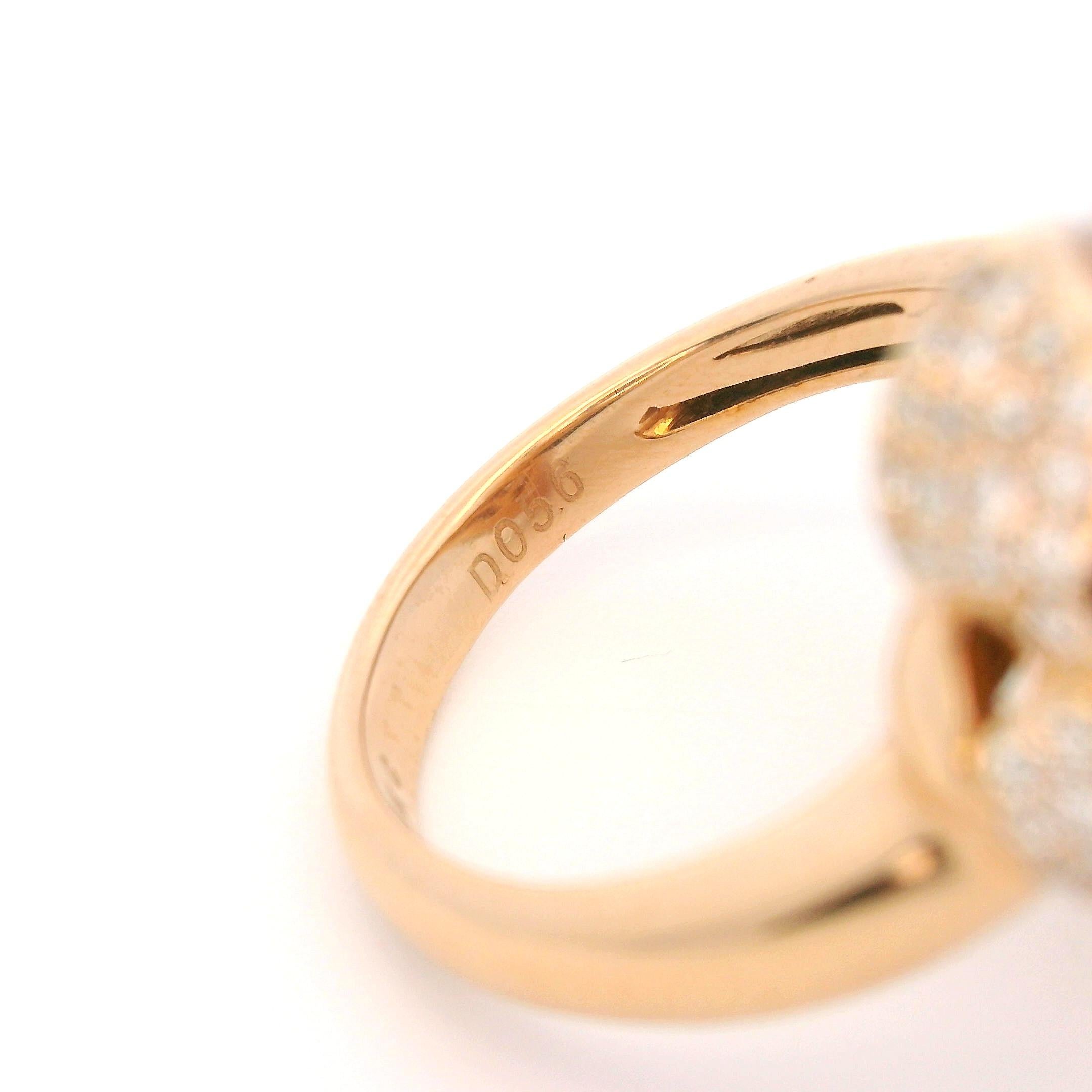 Women's 12mm and 9mm Pearl Diamond Tiger Ring in 18K Rose Gold For Sale