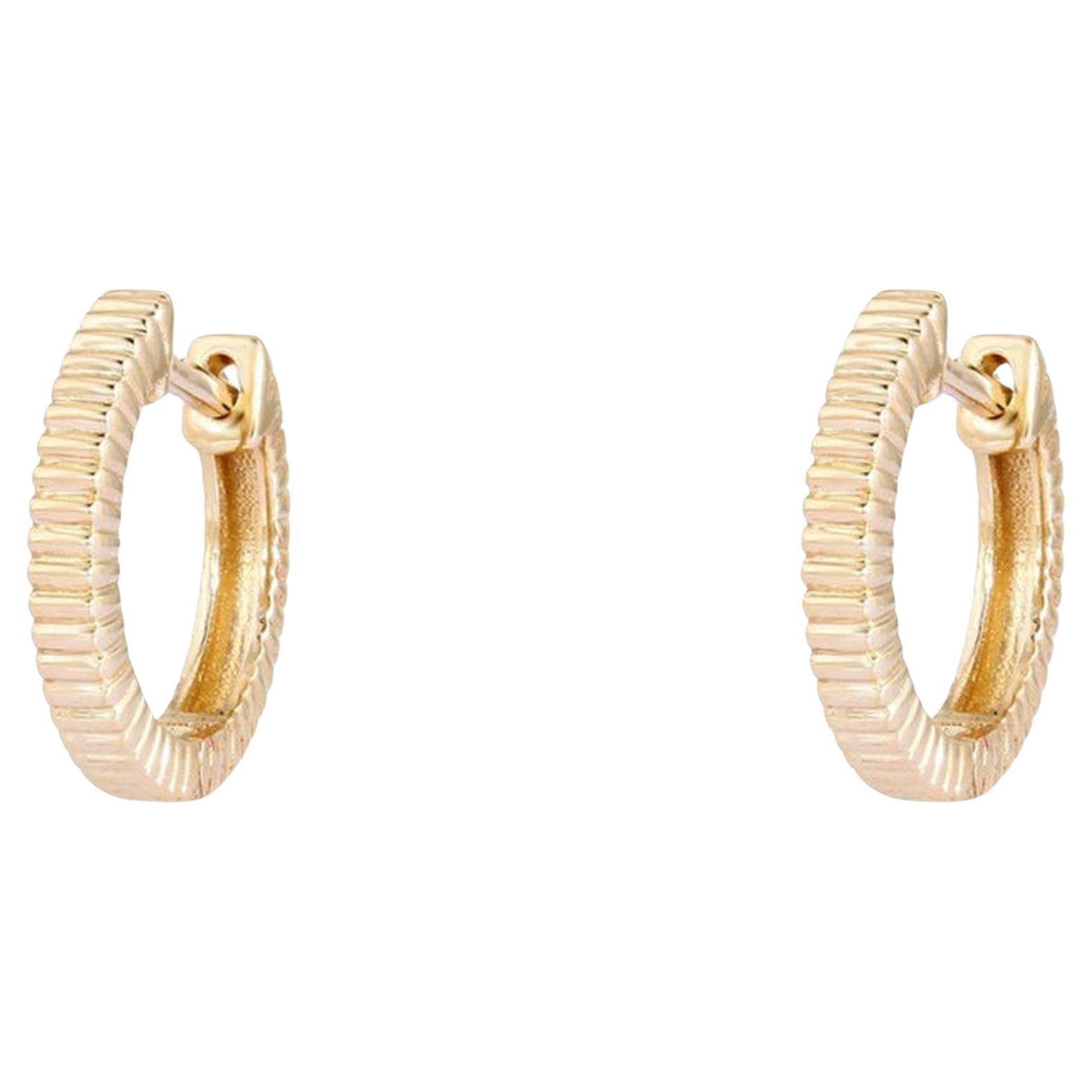 12MM Diamond 14K (or 18k upon request) Yellow Gold Huggie Earrings