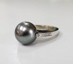 Grey "South Sea Tahitian" in Modern Diamond Setting
