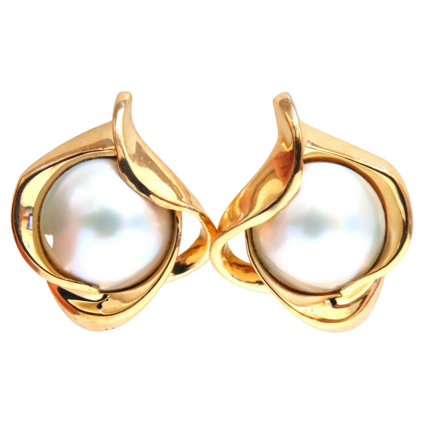 Boucles d'oreilles perles Mabe or 14kt