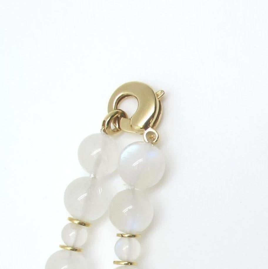 Artisan 12mm Moonstone Bead Necklace, 19 Inches with Yellow Gold Clasp and Accents
