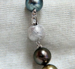 Natural Tahitian Multi-Color Peacock Pearls Necklace 14 Karat