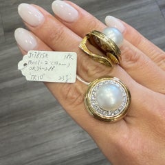 12mm Südseeperle 2,88 Karat Diamant Halo 18K Zwei-Ton-Gold Clip auf Ohrring
