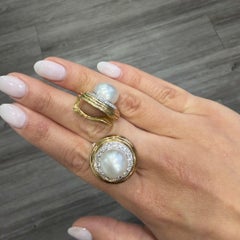 12mm Südseeperle 2,88 Karat Diamant Halo 18K Zwei-Ton-Gold Clip auf Ohrring