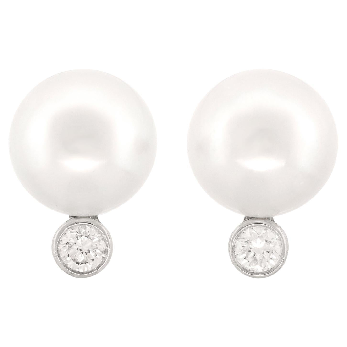 South Sea Pearl and Diamond Earrings