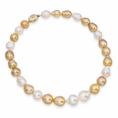 12mm South Sea Semi-Baroque Pearl with 14k Yellow Gold Diamond Clasp Necklace