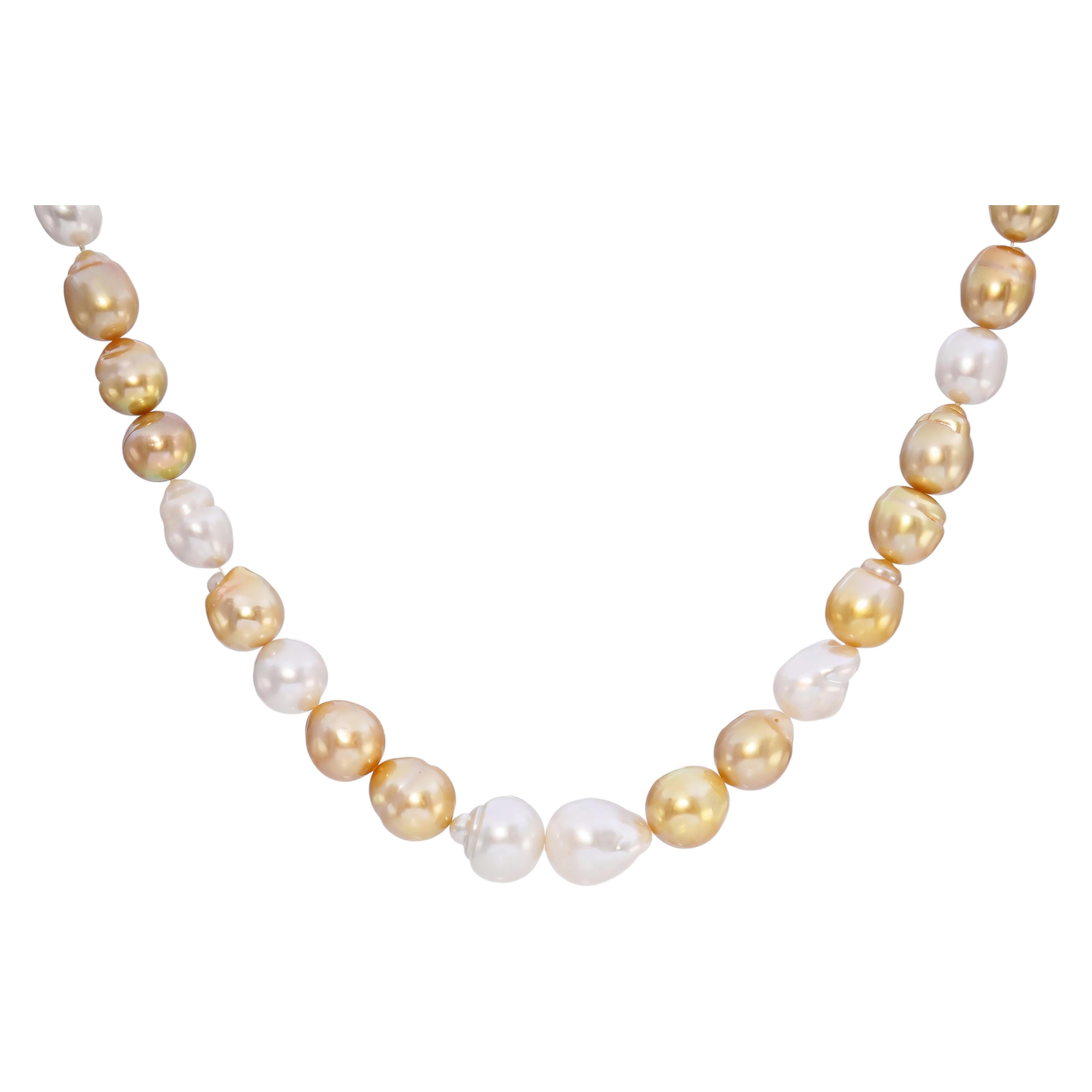 Baroque Pearl and Diamond Necklace For Sale at 1stDibs