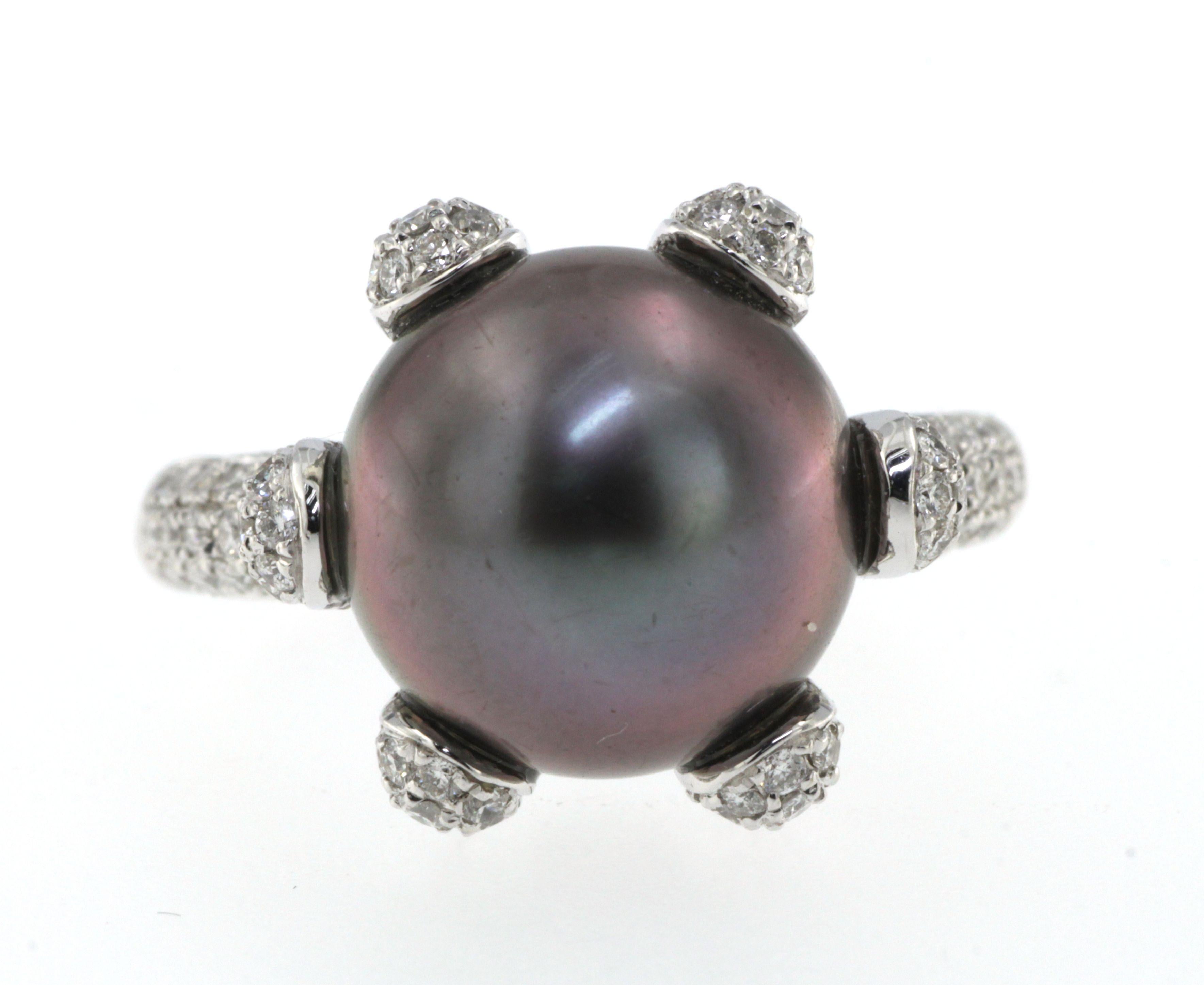 vintage black and white pearl ring